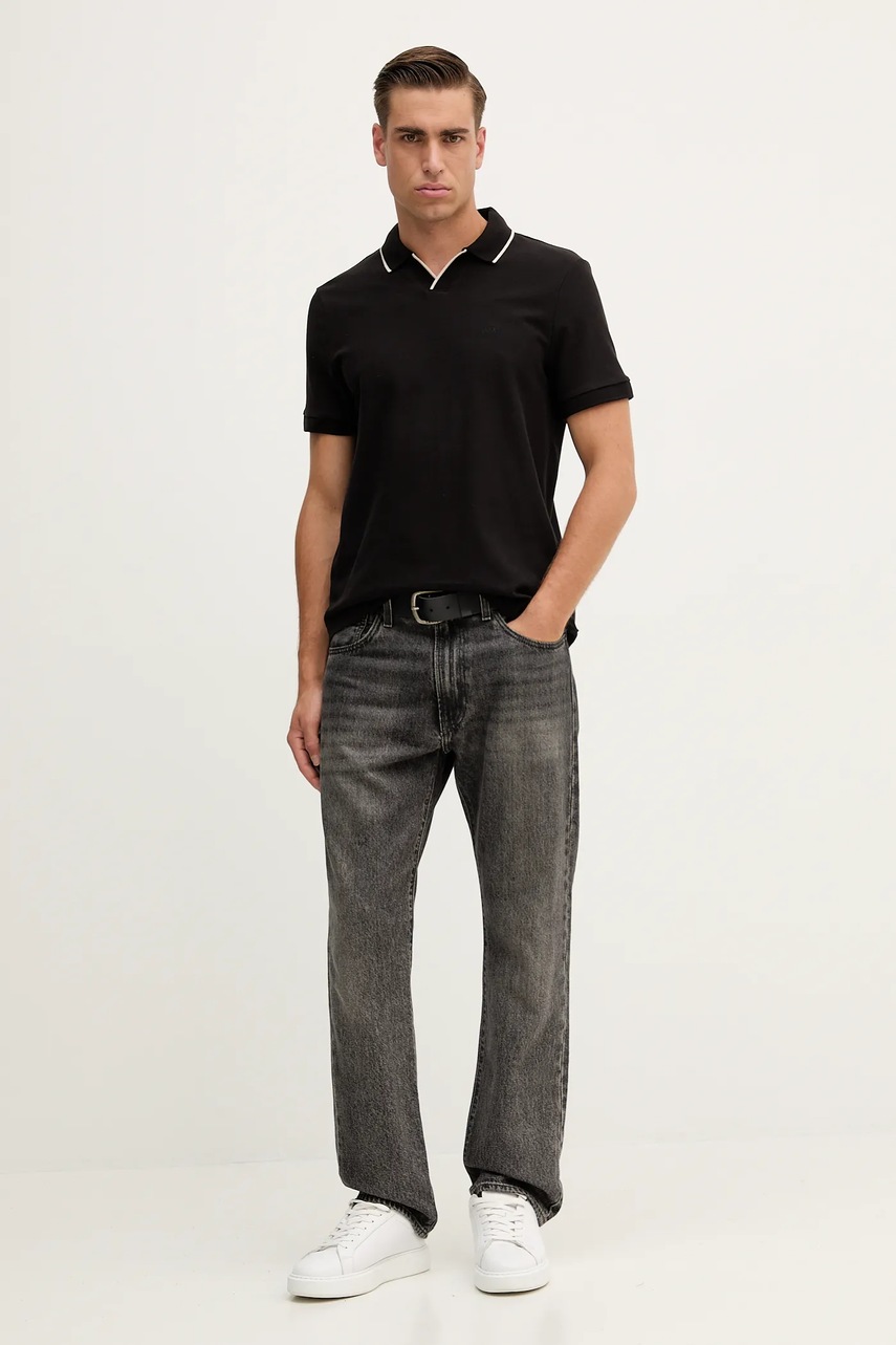 Хлопковое поло Armani Exchange цвет чёрный с аппликацией XM001364 AF16261 Хлопковое поло Armani Exchange цвет чёрный с аппликацией XM001364 AF16261