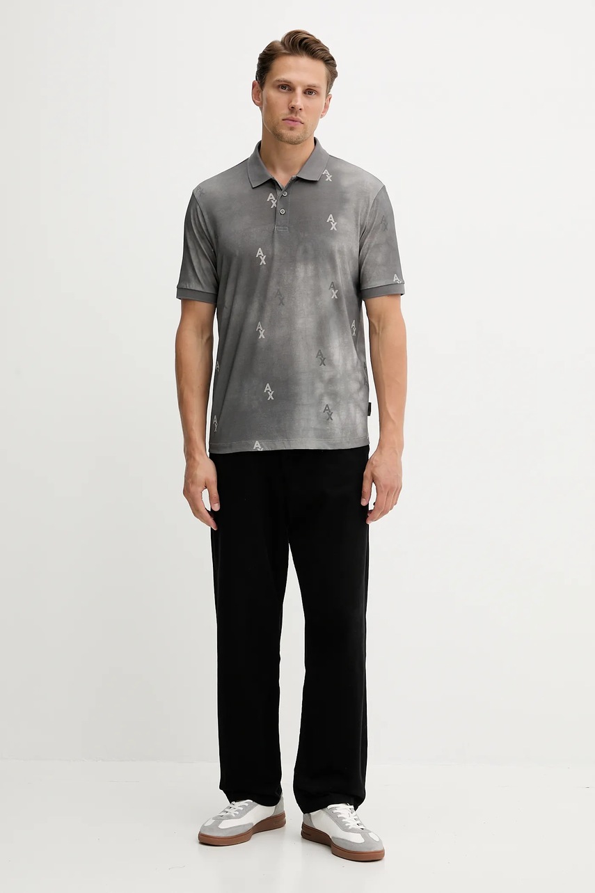 Хлопковое поло Armani Exchange цвет серый узор XM001884 AF10356