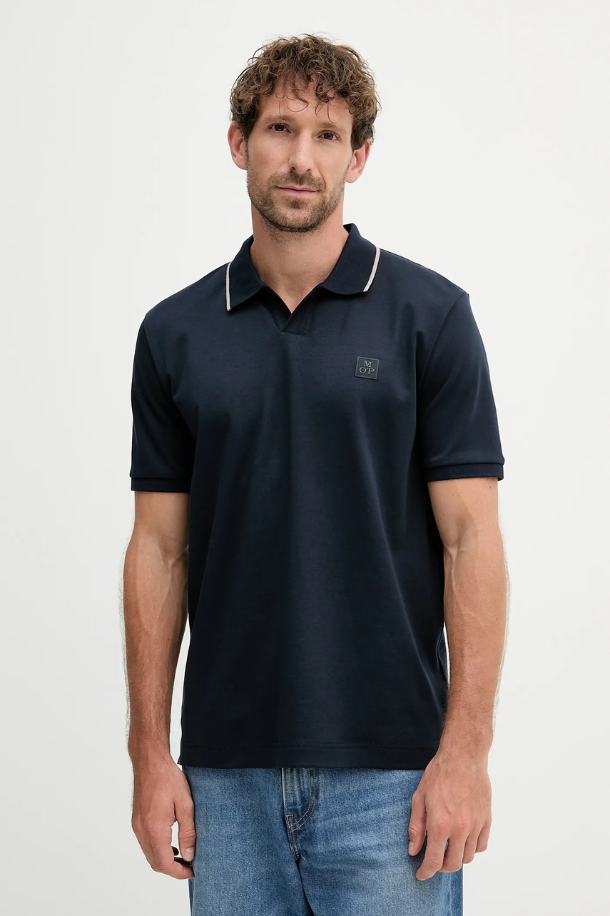 Marc O'Polo polo de bumbac culoarea bleumarin, uni, 526203453080