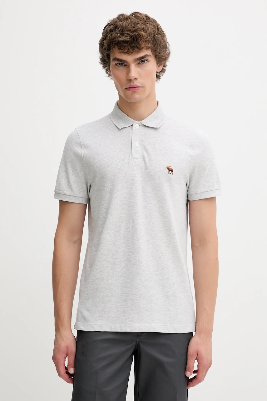 Levně Polo tričko Abercrombie & Fitch pánské, šedá barva, KI124-5379-110