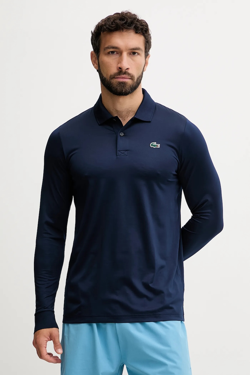 Lacoste longsleeve culoarea bleumarin, uni, DH2615