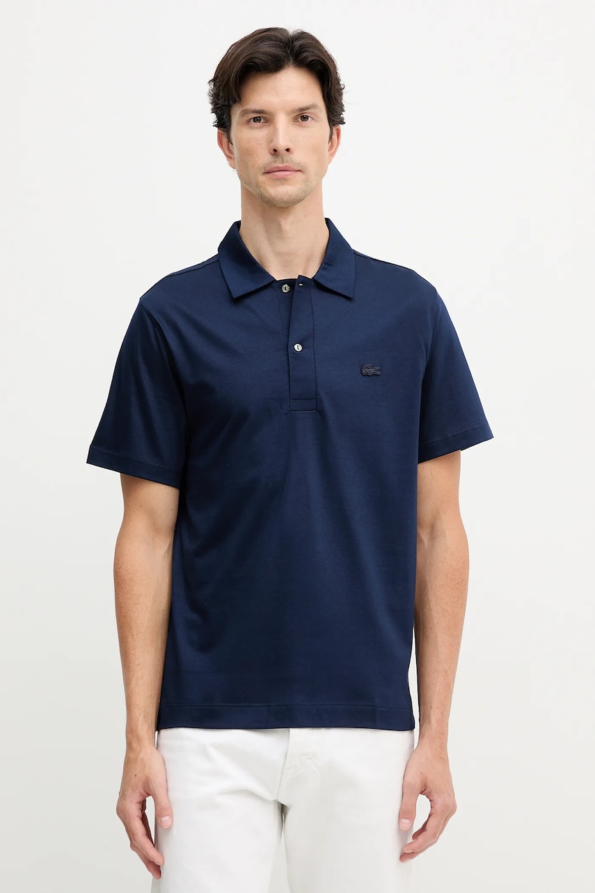Lacoste polo de bumbac culoarea bleumarin, uni, DH5928