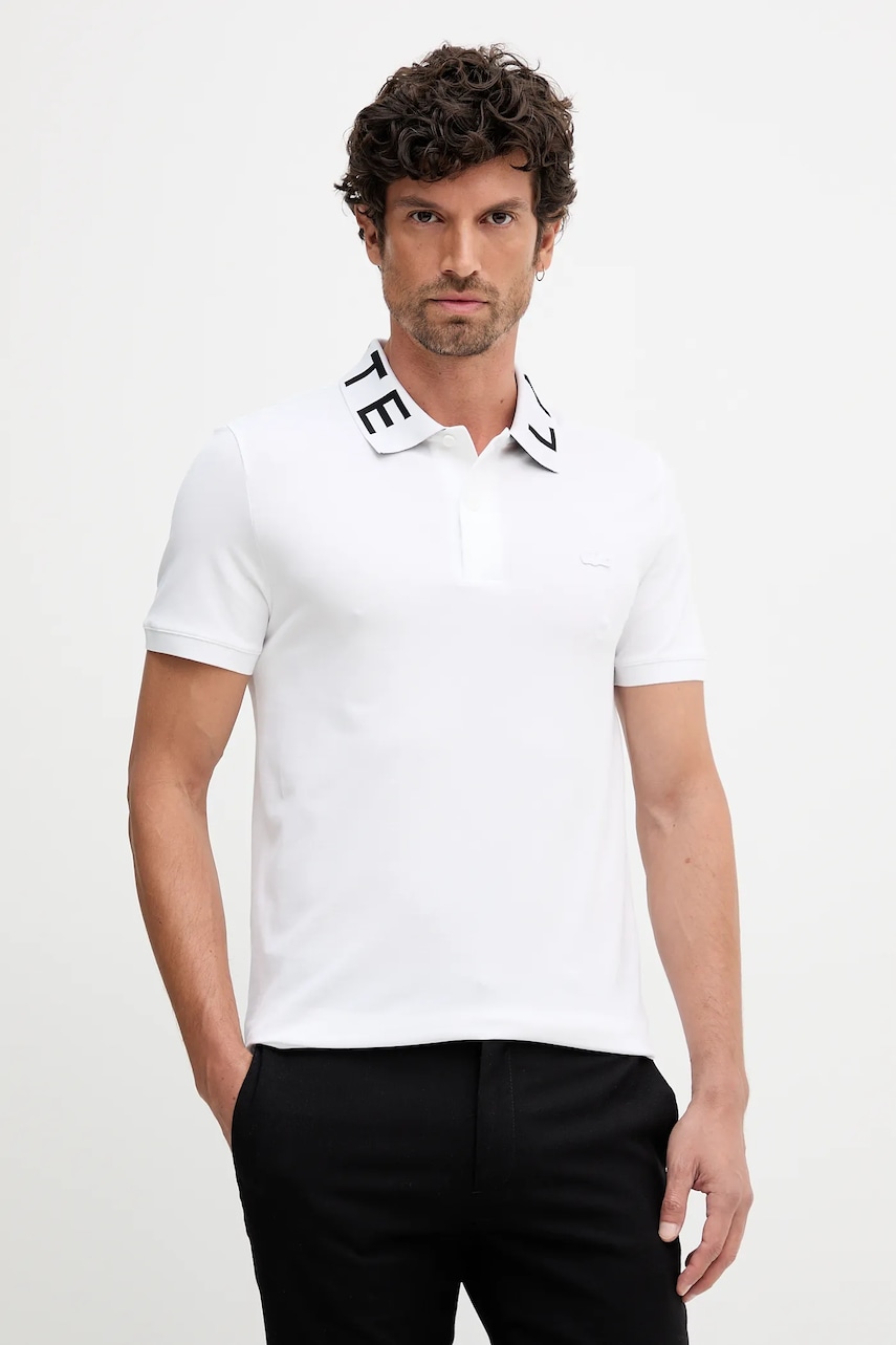 Lacoste tricou polo culoarea alb, uni, PH9538