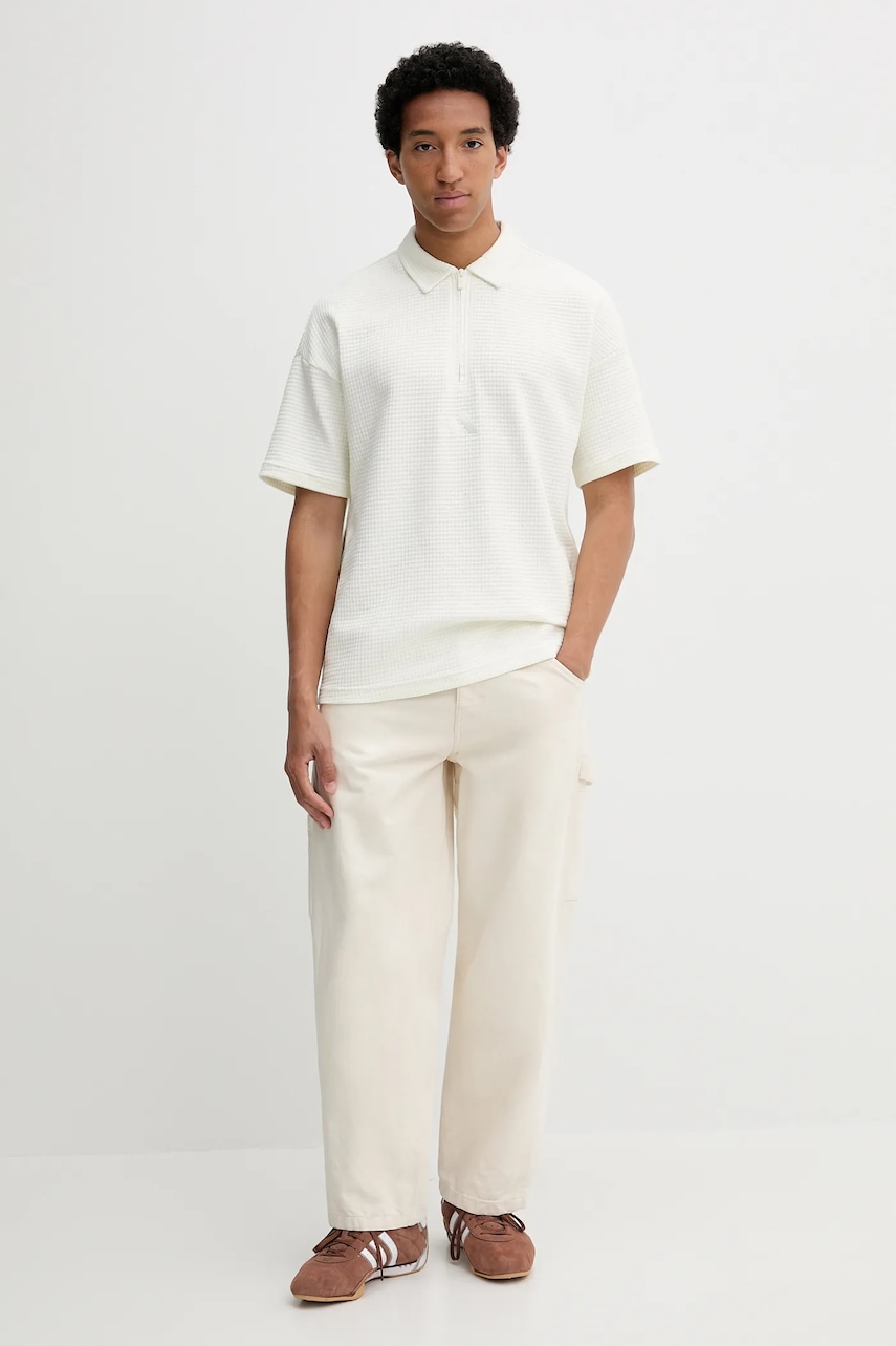 Хлопковое поло adidas ALL SZN цвет бежевый однотонное JL6547 Хлопковое поло adidas ALL SZN цвет бежевый однотонное JL6547