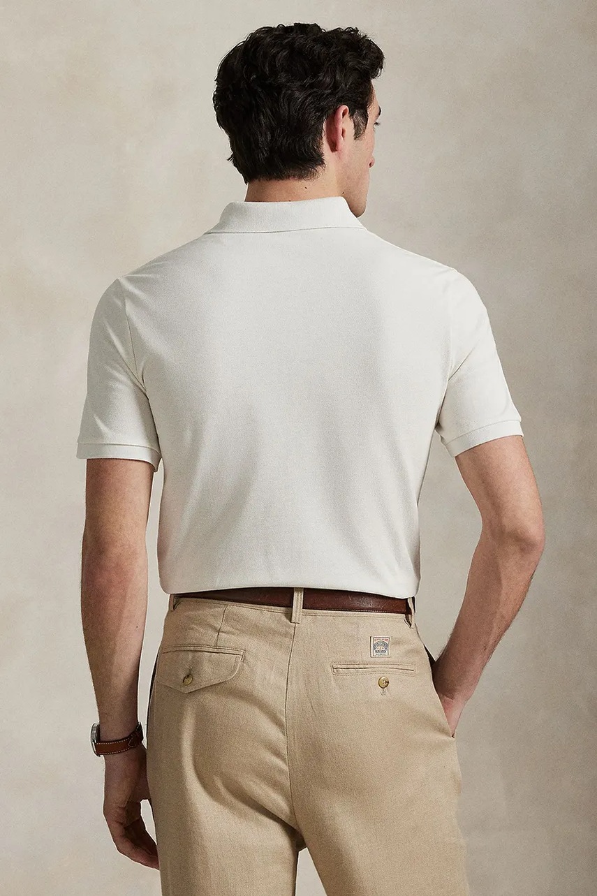 Хлопковое поло Polo Ralph Lauren цвет белый с аппликацией 710P00082