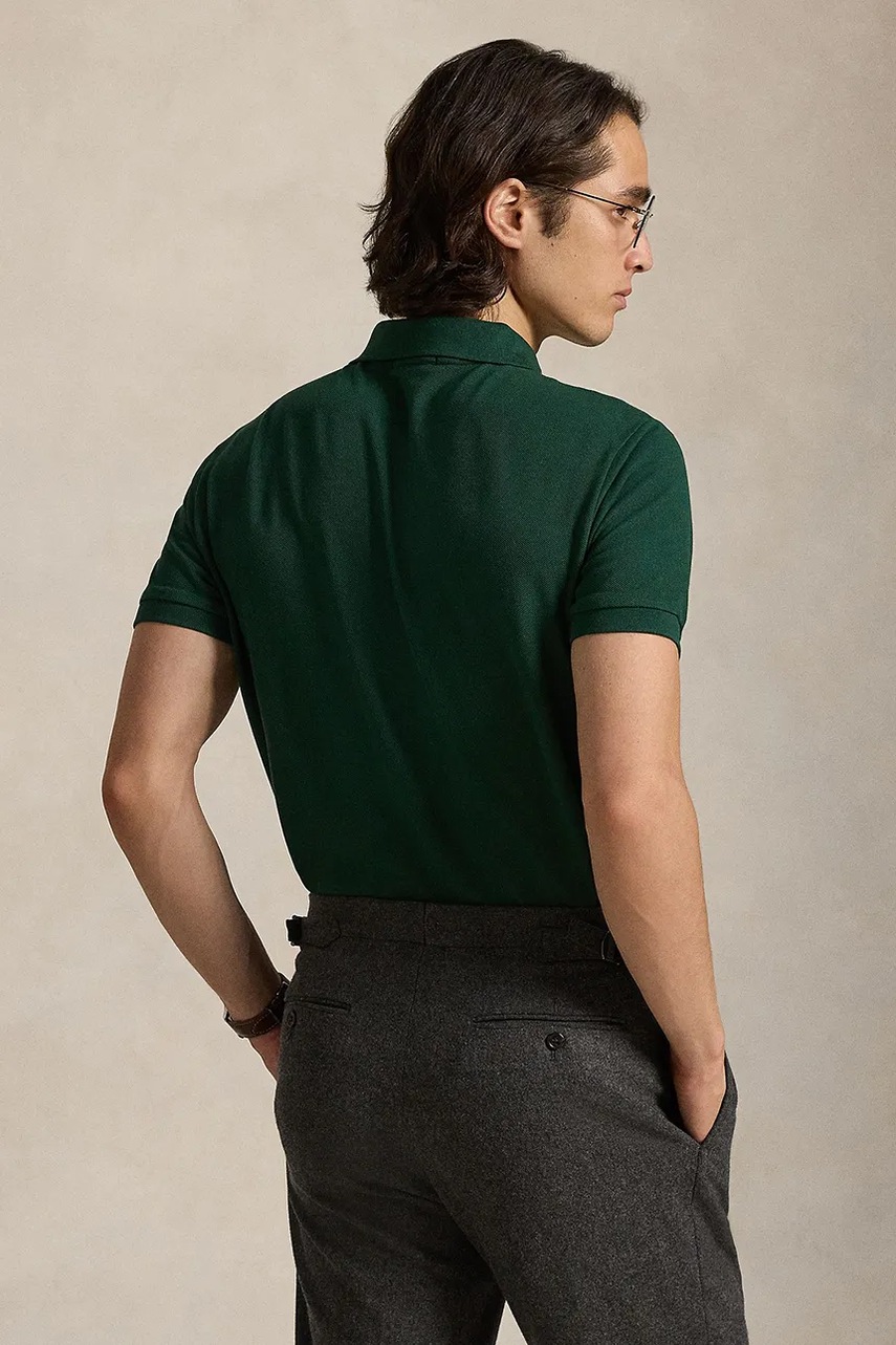 Хлопковое поло Polo Ralph Lauren цвет зелёный с аппликацией 710P00095