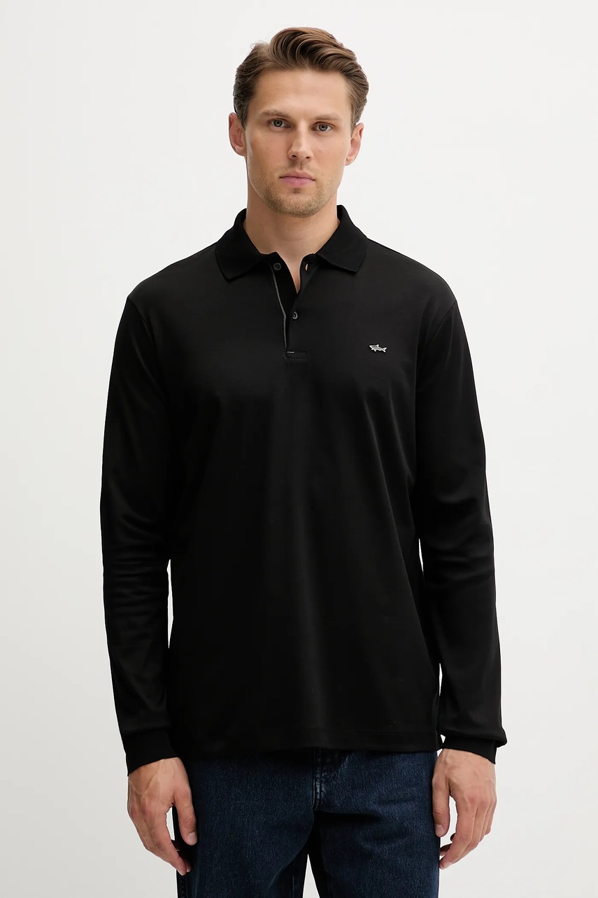 Paul&Shark longsleeve din bumbac Knitwear culoarea negru, uni, 15311727
