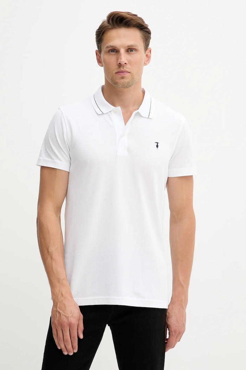 Trussardi polo de bumbac culoarea alb, uni, G5018000026N