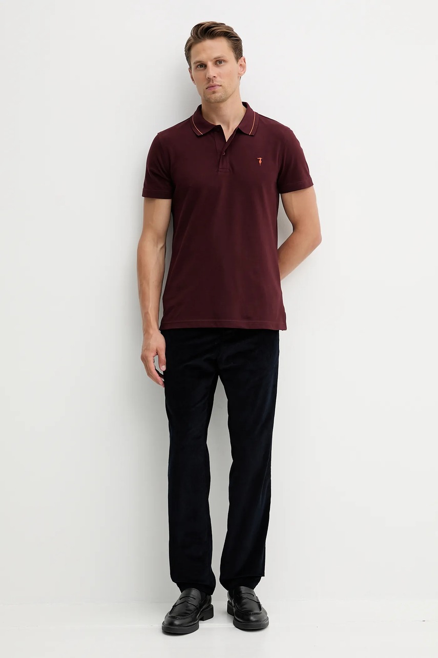 Хлопковое поло Trussardi цвет бордовый однотонное G5018000026N Хлопковое поло Trussardi цвет бордовый однотонное G5018000026N