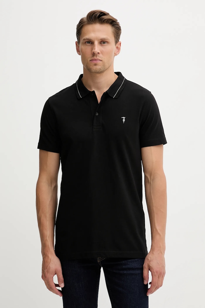 Trussardi polo de bumbac culoarea negru, uni, G5018000026N