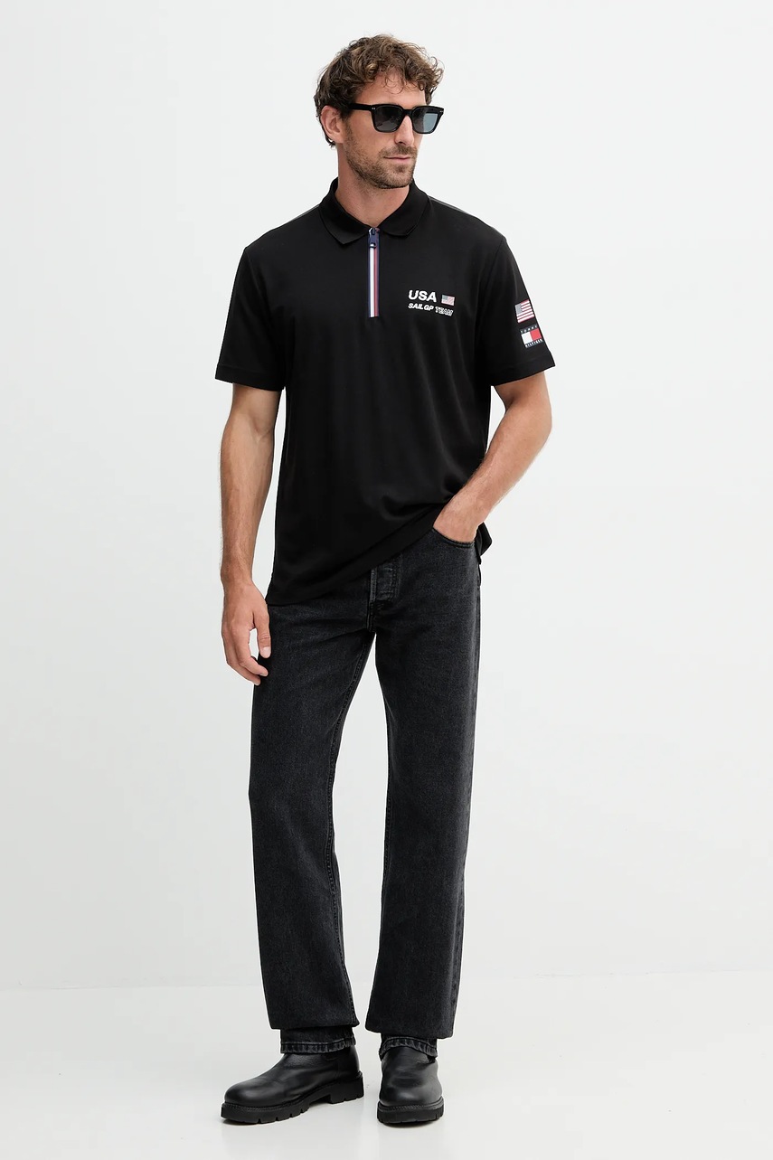 Поло Tommy Hilfiger x SAIL GP цвет чёрный с аппликацией MW0MW41415