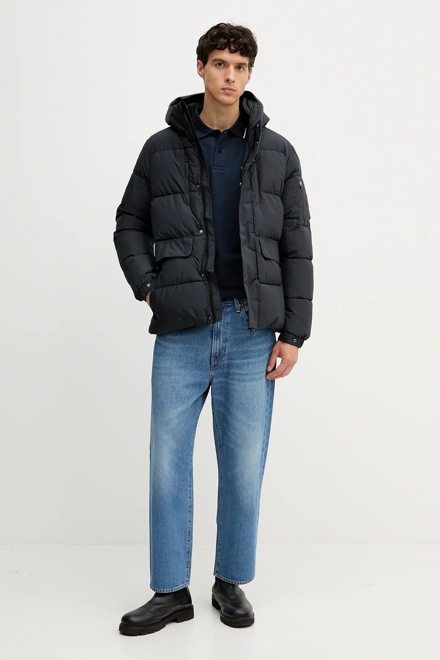 Хлопковое поло Barbour цвет синий с аппликацией MML1499