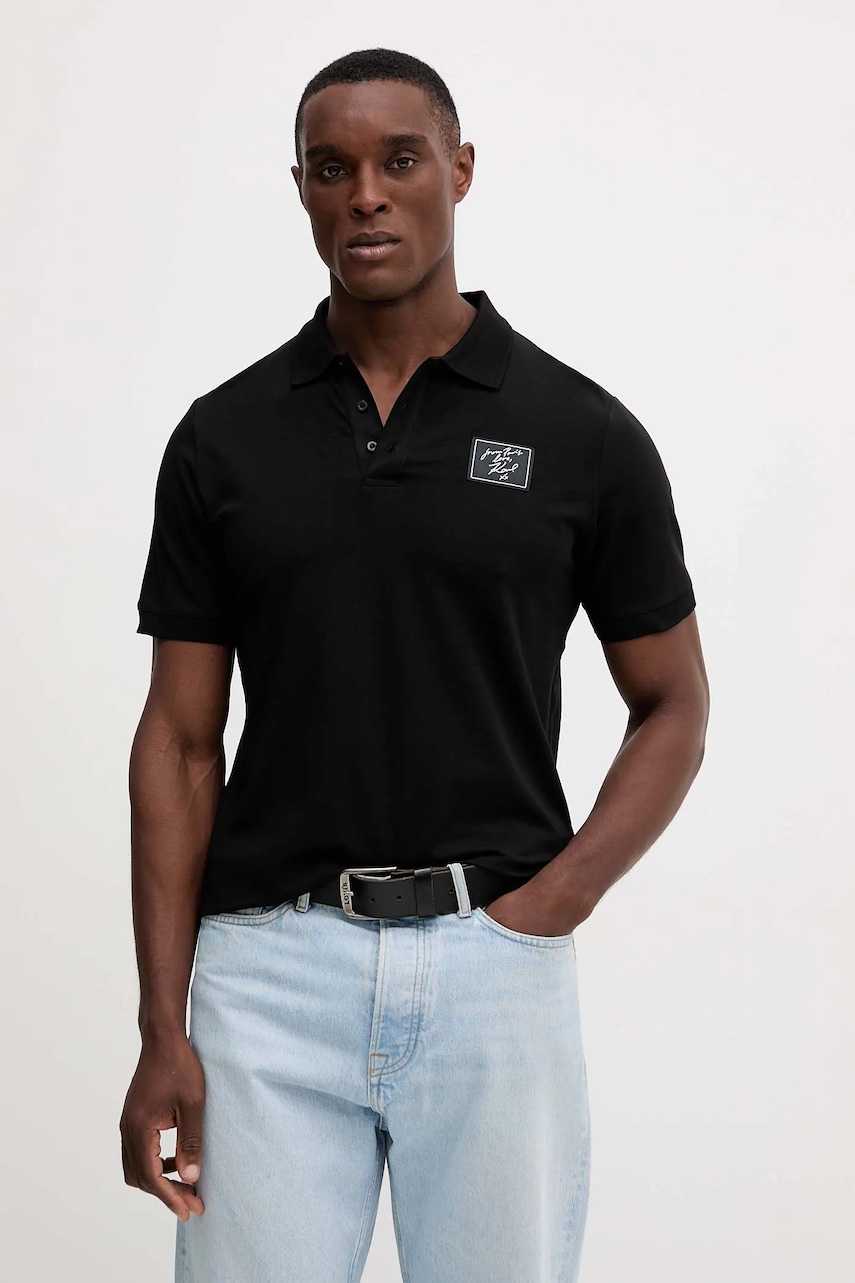 Karl Lagerfeld tricou polo Karl Lagerfeld x Paris Hilton culoarea negru, cu imprimeu, 554235.745420
