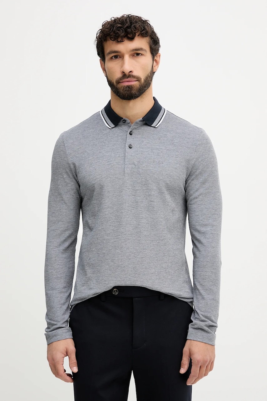 BOSS tricou polo culoarea bleumarin, melanj, 50531352