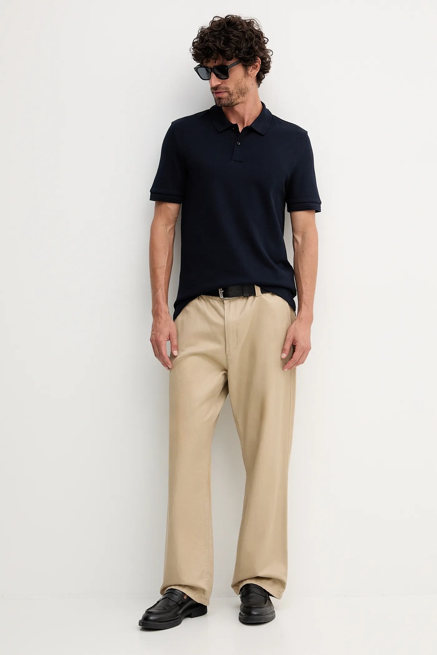 Поло BOSS цвет синий однотонное 50549593