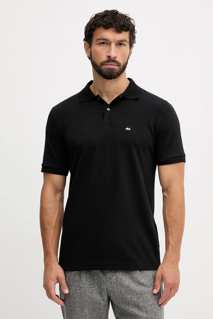 Lindbergh polo de bumbac culoarea negru, uni, 30.422045