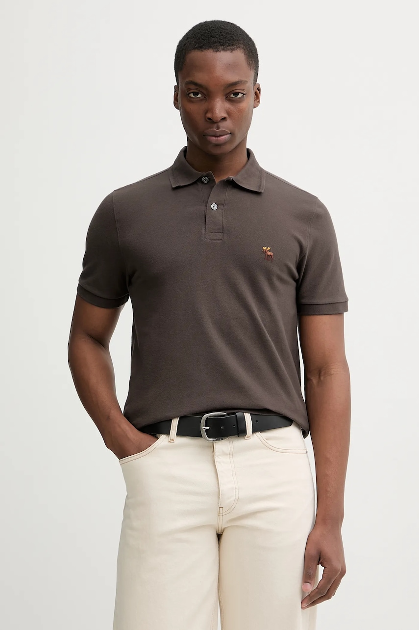 Abercrombie & Fitch tricou polo culoarea maro, uni, KI124-5744-400