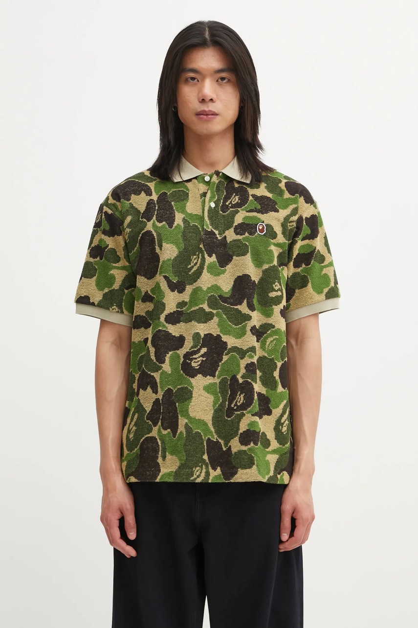 A Bathing Ape tricou polo Camo Pile Jacquard