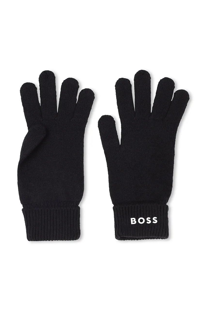 BOSS manusi cu un amestec de lână pentru copii culoarea negru, J52631