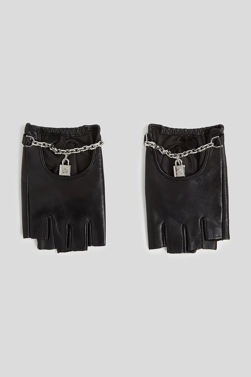 Karl Lagerfeld mănuși de piele culoarea negru, A3W33031