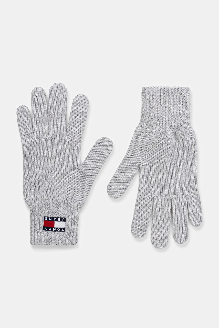Tommy Jeans mănuși de bumbac culoarea gri, AW0AW17914
