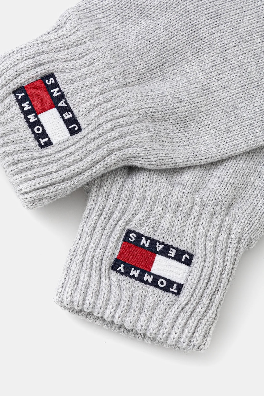 Хлопковые перчатки Tommy Jeans цвет серый AW0AW17914 Хлопковые перчатки Tommy Jeans цвет серый AW0AW17914
