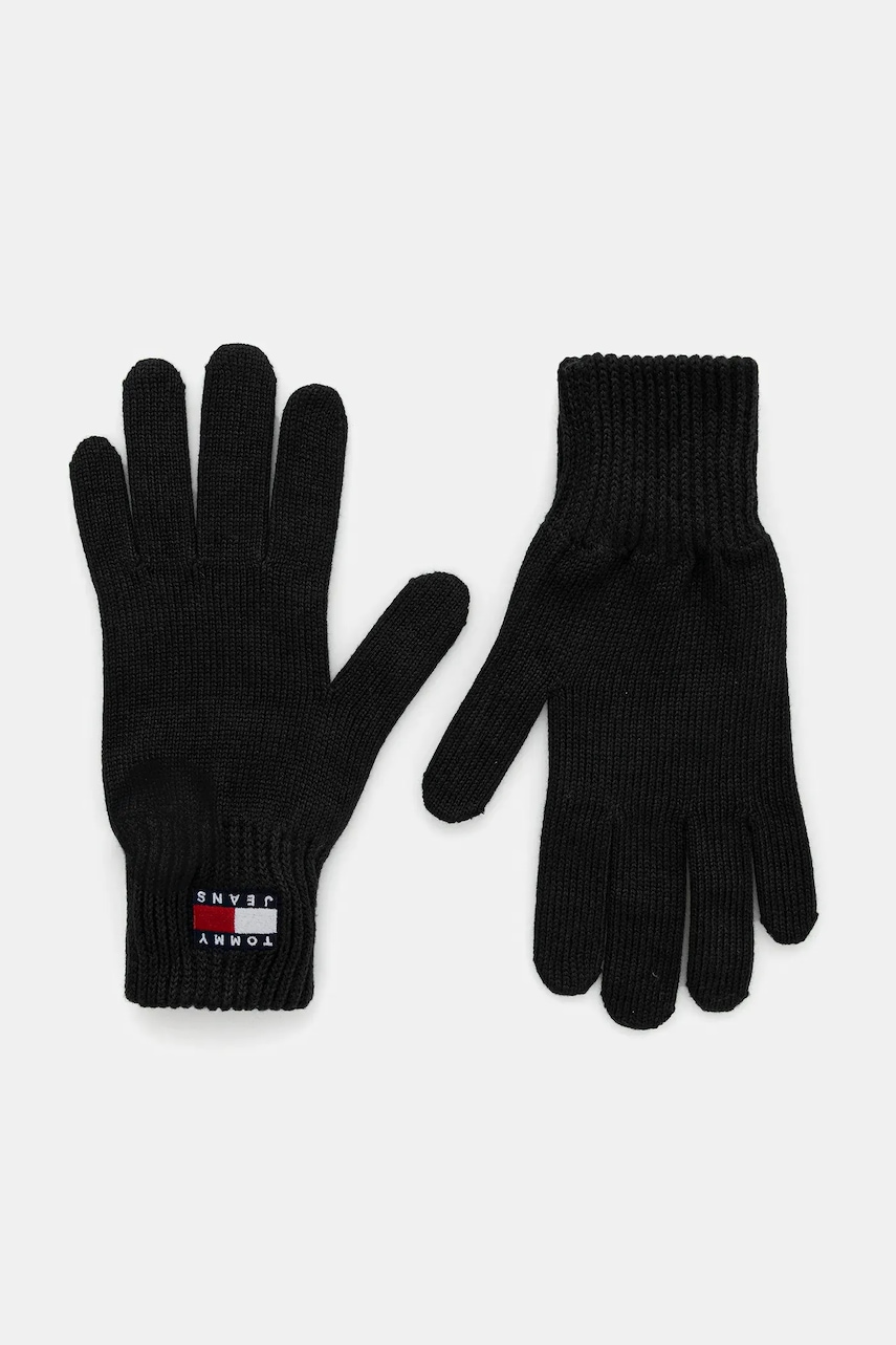 Tommy Jeans mănuși de bumbac culoarea negru, AW0AW17914