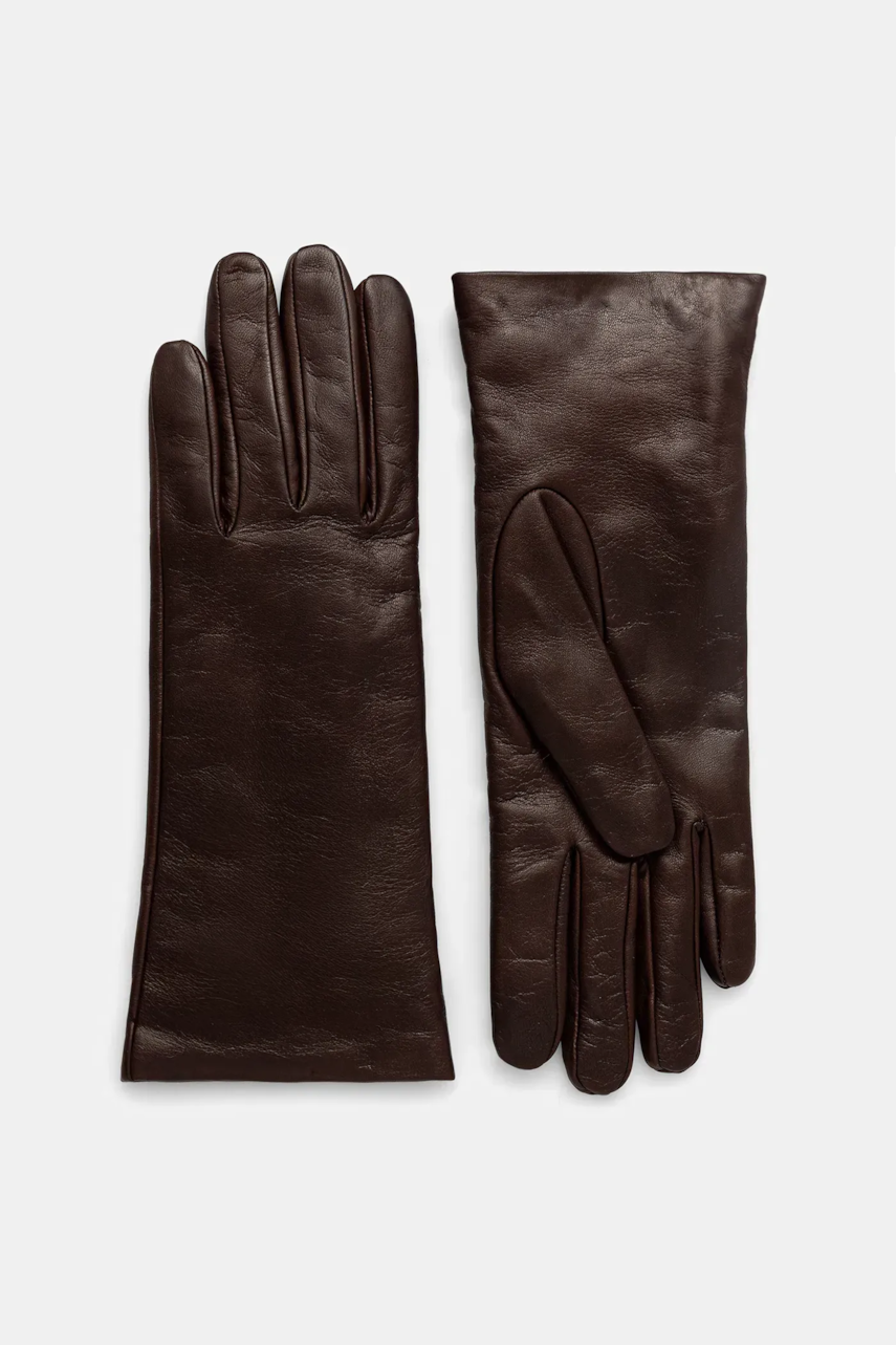 Weekend Max Mara mănuși de piele SENAPESHORT culoarea maro, 2525566035600