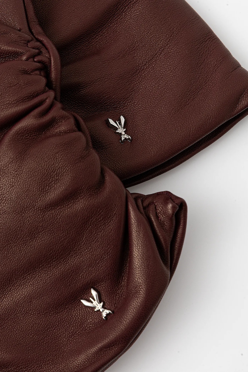 Кожаные перчатки Patrizia Pepe цвет бордовый 2F0105 L034 Кожаные перчатки Patrizia Pepe цвет бордовый 2F0105 L034