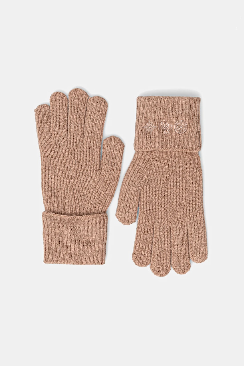 Levně Rukavice s přídavkem vlny Guess CRESIDIA růžová barva, AW5405 POL02