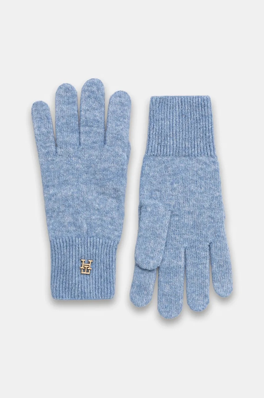 Levně Vlněné rukavice Tommy Hilfiger dámské, modrá barva, AW0AW17798