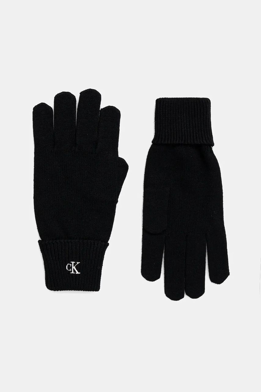 Levně Rukavice Calvin Klein dámské, černá barva, LV14F8021G