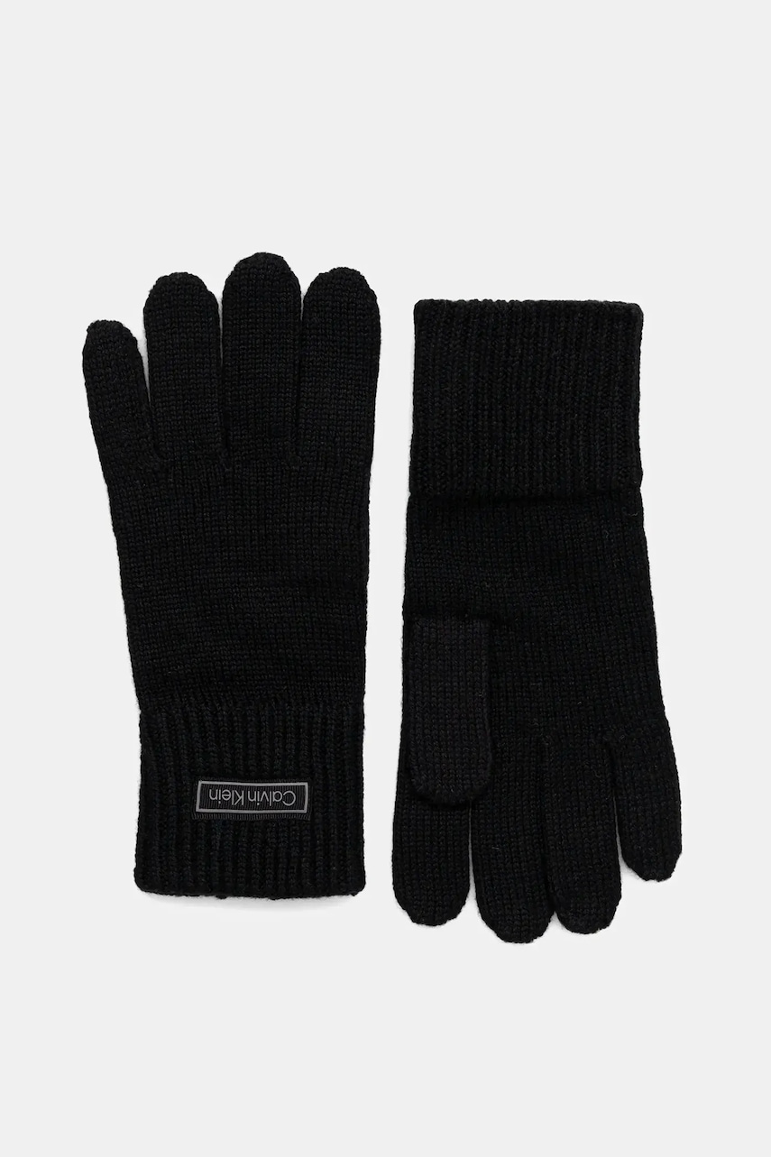 Levně Vlněné rukavice Calvin Klein dámské, černá barva, LV14F8041G