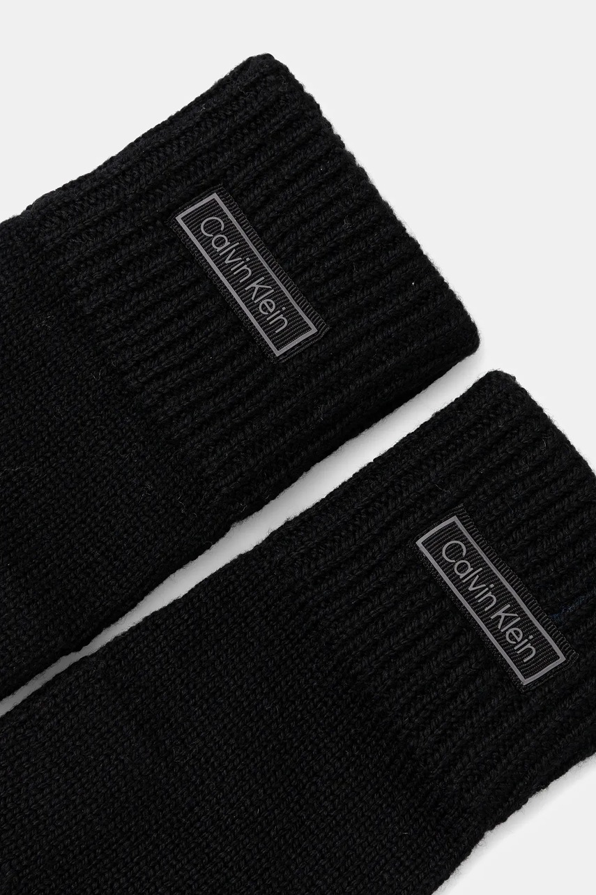 Шерстяные перчатки Calvin Klein цвет чёрный LV14F8041G Шерстяные перчатки Calvin Klein цвет чёрный LV14F8041G