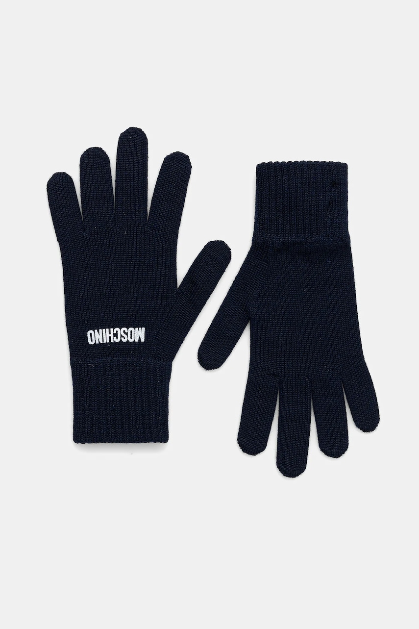 Moschino mănuși cu lână culoarea bleumarin, M3326 65444