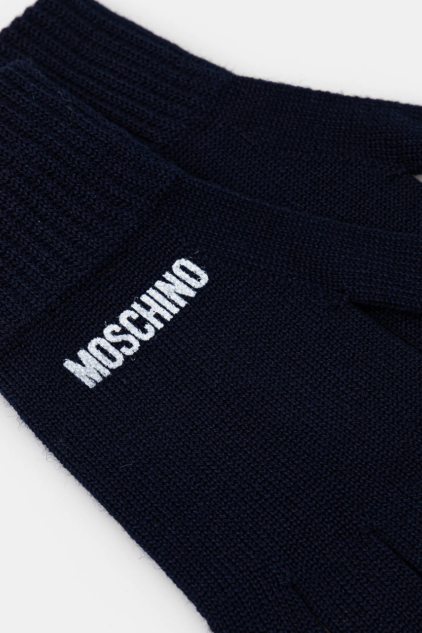 Перчатки с добавлением шерсти Moschino цвет синий M3326 65444 Перчатки с добавлением шерсти Moschino цвет синий M3326 65444