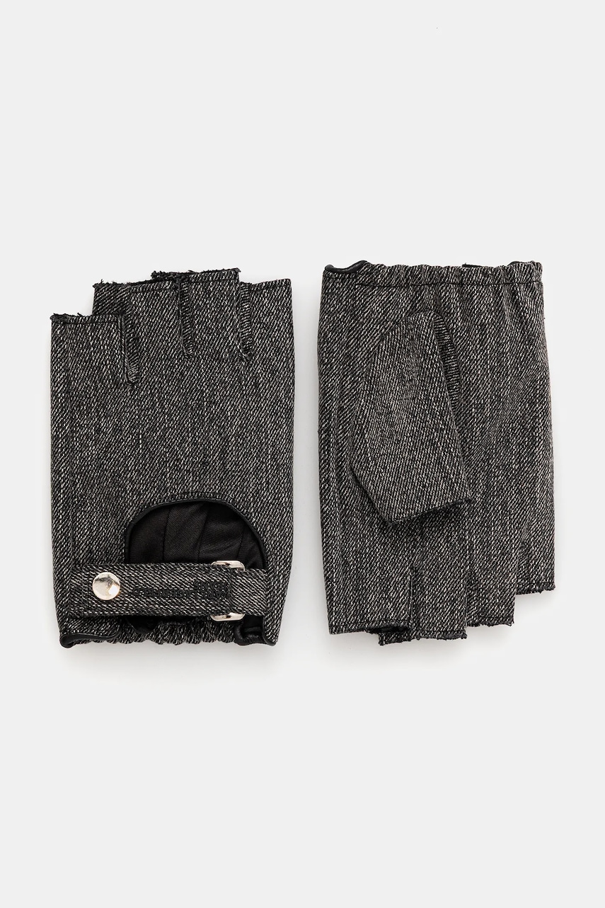 Karl Lagerfeld Jeans manusi crosetate fara degete culoarea negru, A4W33093