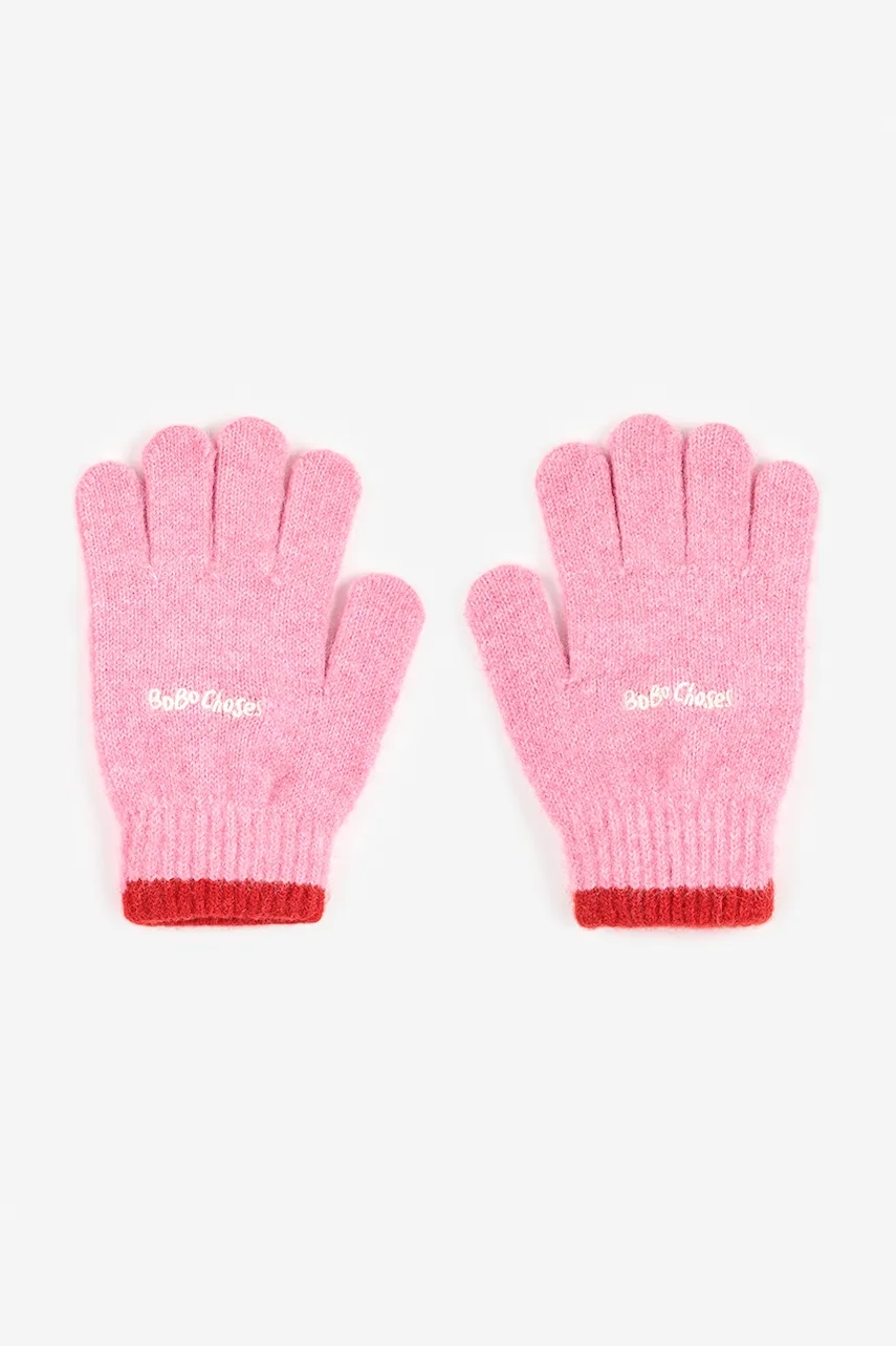 Детские перчатки с примесью шерсти Bobo Choses цвет розовый 225AI036 Детские перчатки с примесью шерсти Bobo Choses цвет розовый 225AI036