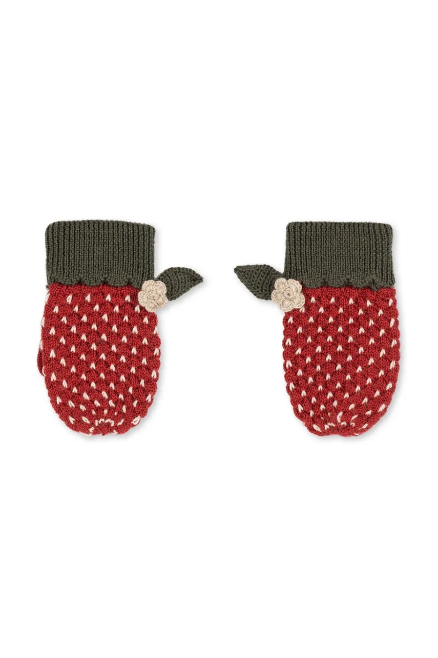 Дитячі вовняні рукавички Konges Sløjd STRAWBERRY MITTENS колір червоний KS103538