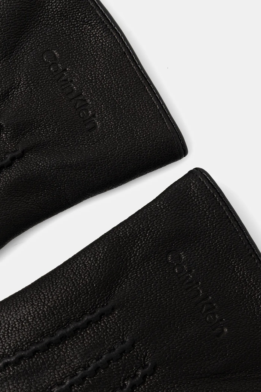 Кожаные перчатки Calvin Klein цвет чёрный LV04D8034G