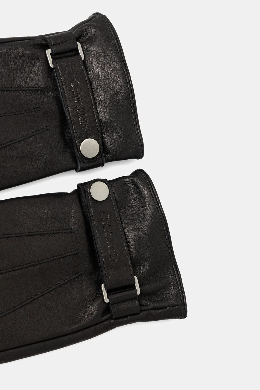 Кожаные перчатки Calvin Klein цвет чёрный LV04D8035G