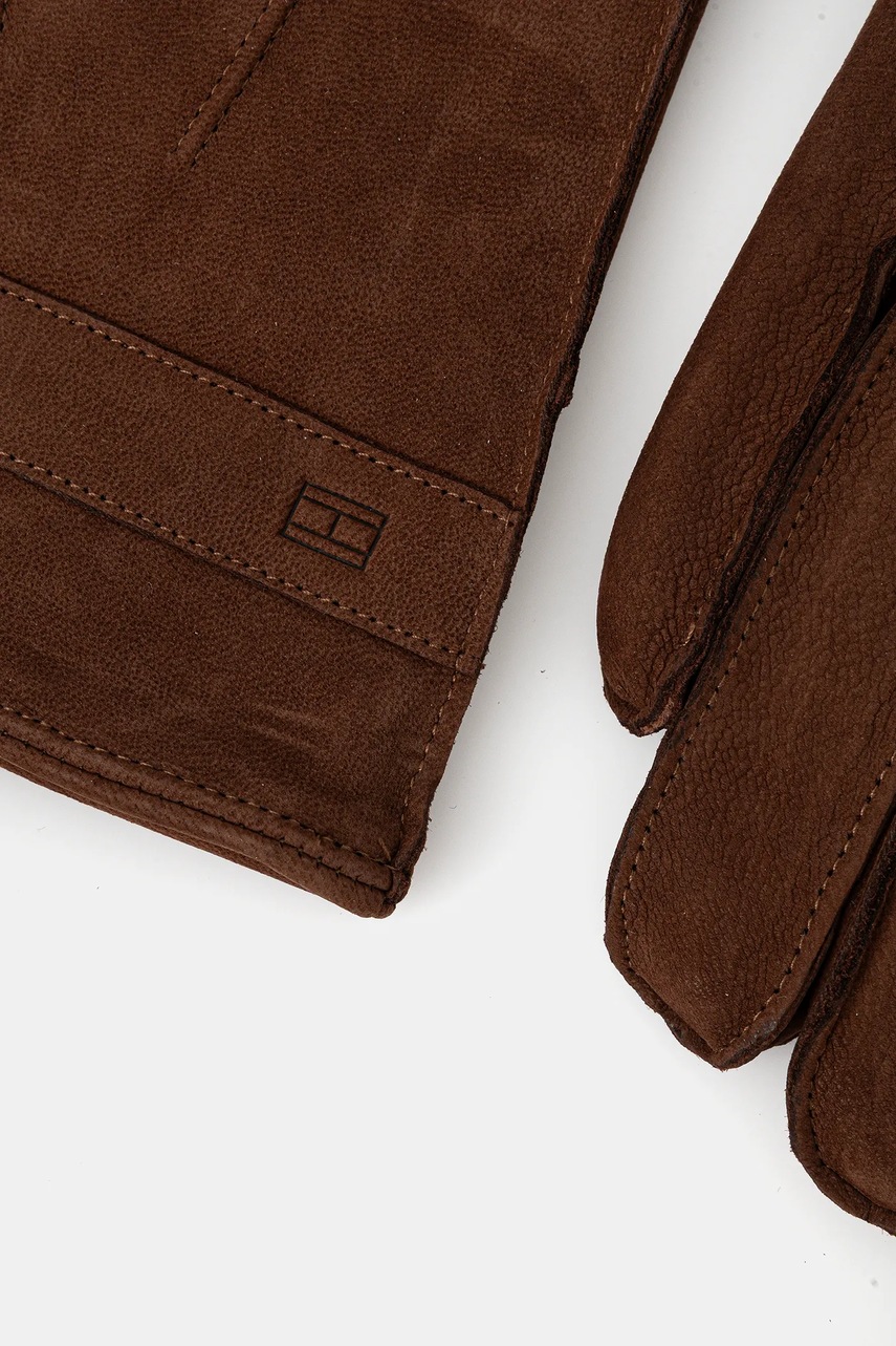 Кожаные перчатки Tommy Hilfiger цвет коричневый AM0AM13600