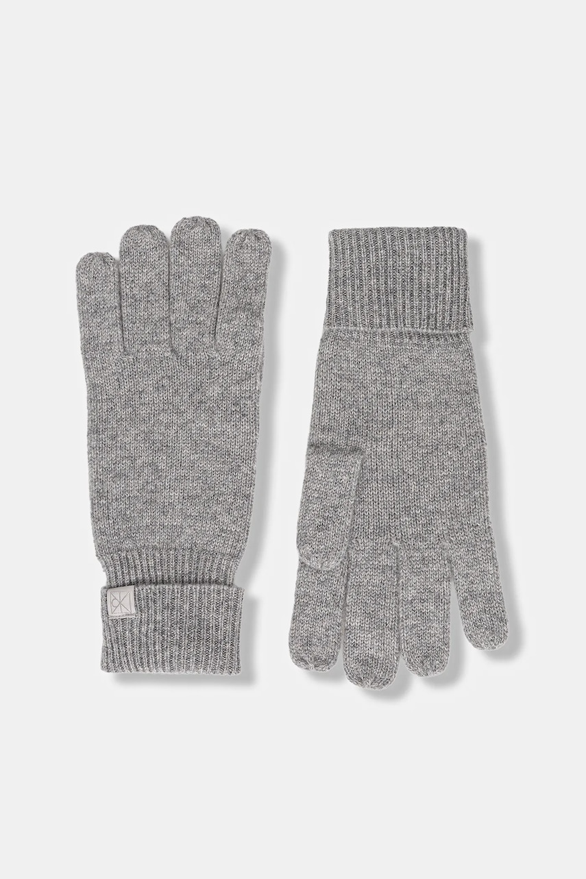 Levně Kašmírové rukavice Calvin Klein pánské, šedá barva, LV14D8016G