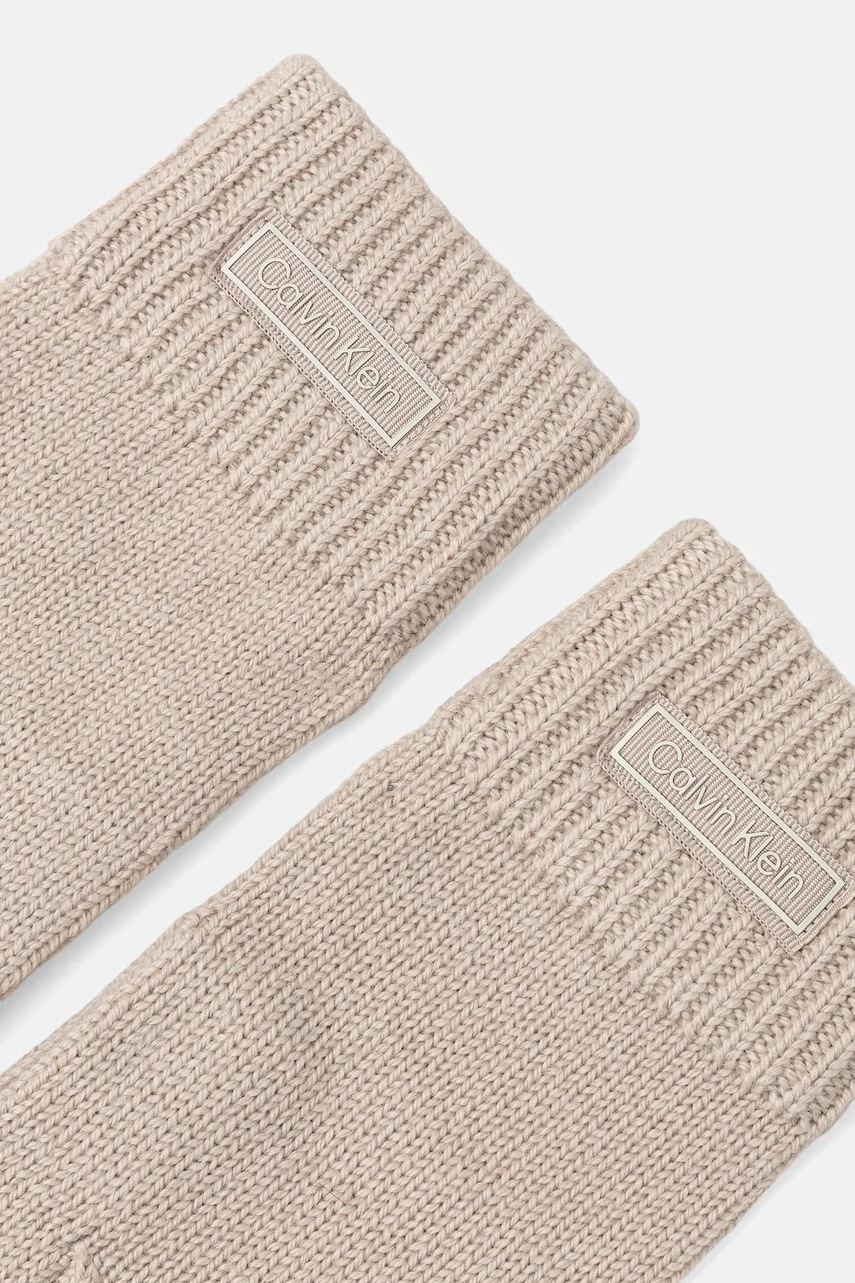 Шерстяные перчатки Calvin Klein цвет бежевый LV14D8031G Шерстяные перчатки Calvin Klein цвет бежевый LV14D8031G