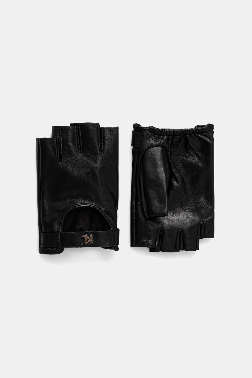 Karl Lagerfeld mănuși de piele culoarea negru, A3M33073