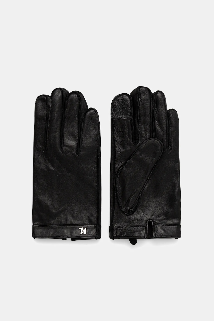 Karl Lagerfeld mănuși de piele culoarea negru, A4M33065