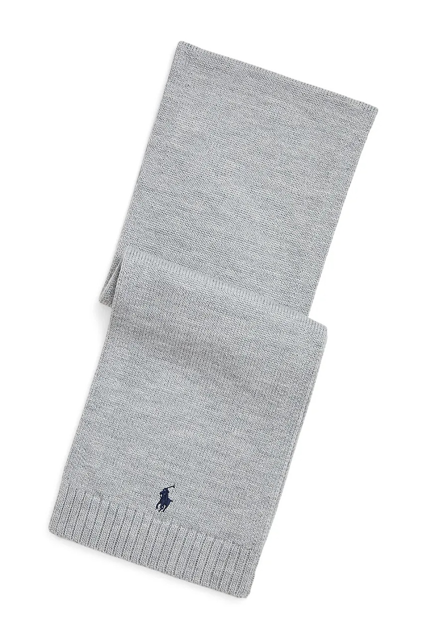 Levně Vlněná šála Polo Ralph Lauren šedá barva, hladká, 323953205002