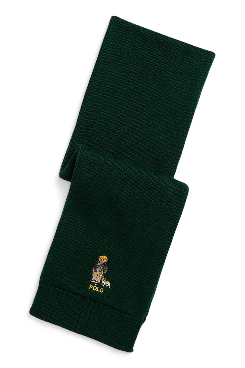 Levně Dětský bavlněný šátek Polo Ralph Lauren zelená barva, 323980657001
