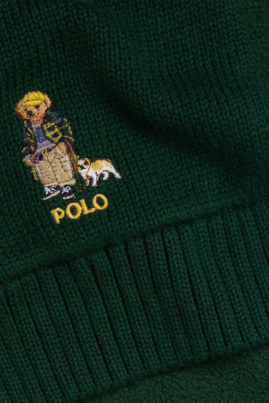 Детский хлопковый шарф Polo Ralph Lauren цвет зелёный однотонный 323980657001