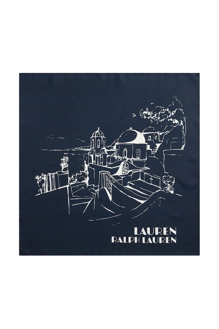 Levně Hedvábný šátek Lauren Ralph Lauren dámský, tmavomodrá barva, 454980724